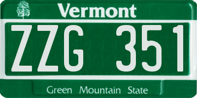VT license plate ZZG351