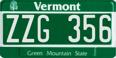 VT license plate ZZG356