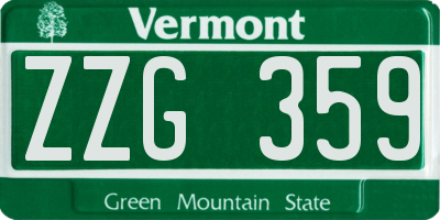 VT license plate ZZG359