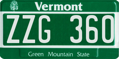 VT license plate ZZG360