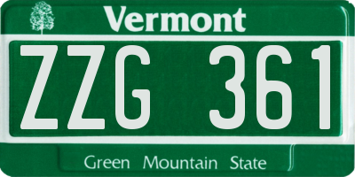VT license plate ZZG361
