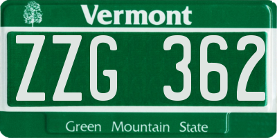 VT license plate ZZG362