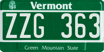 VT license plate ZZG363