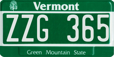 VT license plate ZZG365