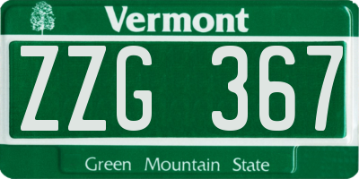 VT license plate ZZG367