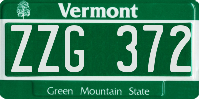 VT license plate ZZG372