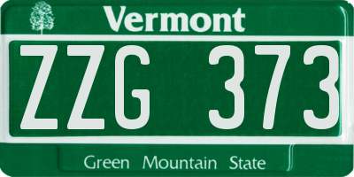 VT license plate ZZG373