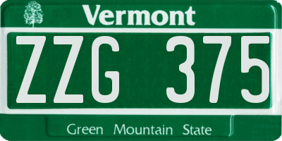 VT license plate ZZG375