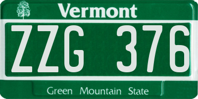 VT license plate ZZG376