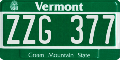 VT license plate ZZG377