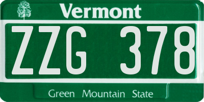 VT license plate ZZG378