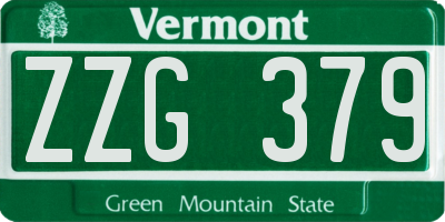 VT license plate ZZG379