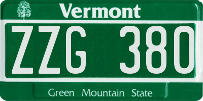 VT license plate ZZG380