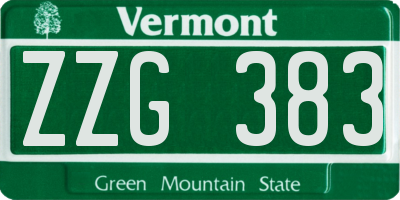 VT license plate ZZG383