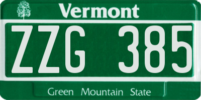 VT license plate ZZG385