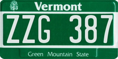 VT license plate ZZG387