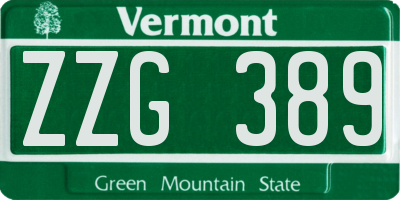 VT license plate ZZG389