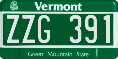 VT license plate ZZG391