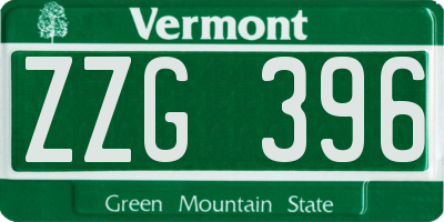 VT license plate ZZG396