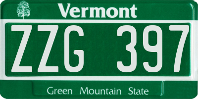 VT license plate ZZG397