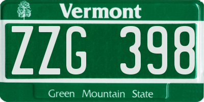 VT license plate ZZG398