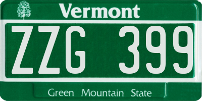 VT license plate ZZG399