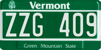 VT license plate ZZG409