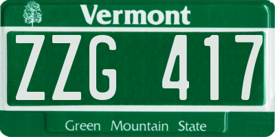 VT license plate ZZG417
