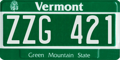 VT license plate ZZG421