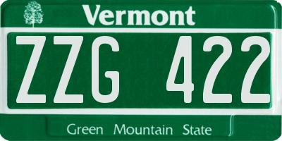 VT license plate ZZG422