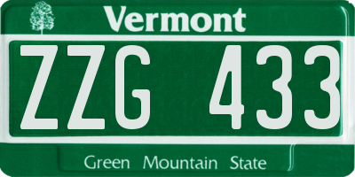 VT license plate ZZG433