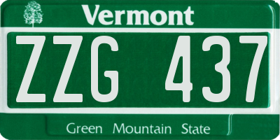 VT license plate ZZG437