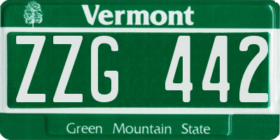 VT license plate ZZG442