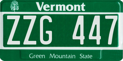 VT license plate ZZG447