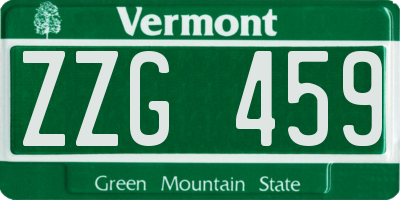 VT license plate ZZG459