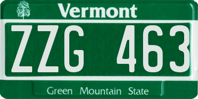 VT license plate ZZG463