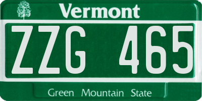 VT license plate ZZG465