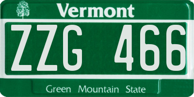 VT license plate ZZG466