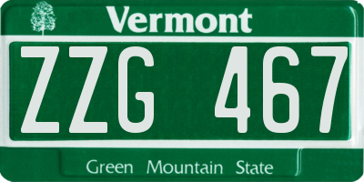 VT license plate ZZG467
