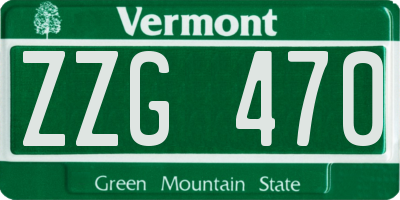 VT license plate ZZG470
