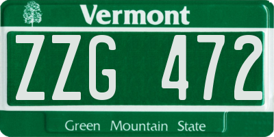 VT license plate ZZG472