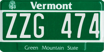 VT license plate ZZG474