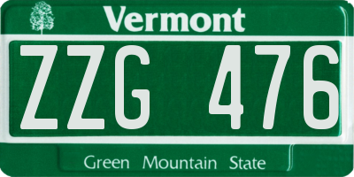 VT license plate ZZG476