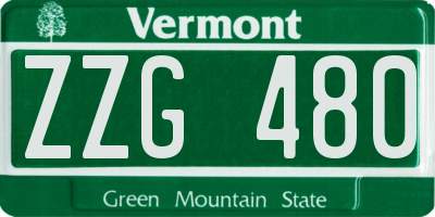 VT license plate ZZG480
