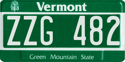 VT license plate ZZG482