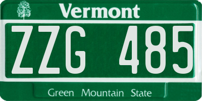 VT license plate ZZG485