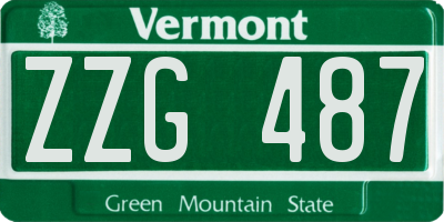 VT license plate ZZG487