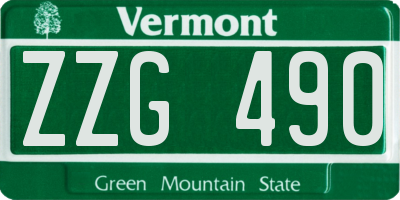 VT license plate ZZG490