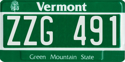 VT license plate ZZG491