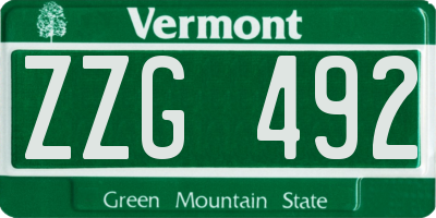 VT license plate ZZG492